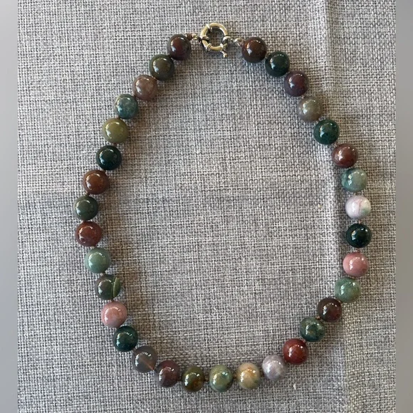 Multicolor Agate Beaded Necklace – 18” Genuine Stone Jewelry - Picture 3 of 6